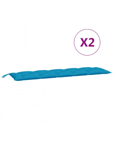 Cuscini per Panca 2 pz Azzurri 180x50x7 cm in Tessuto Oxford