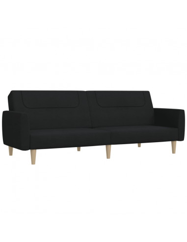 Divano Letto a 2 Posti Nero in Tessuto
