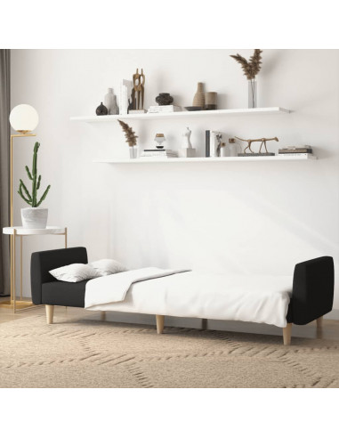 Divano Letto a 2 Posti Nero in Tessuto