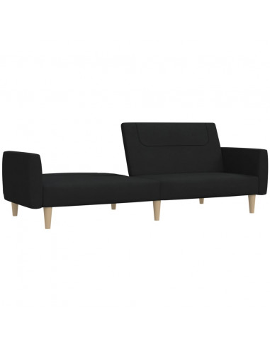 Divano Letto a 2 Posti Nero in Tessuto