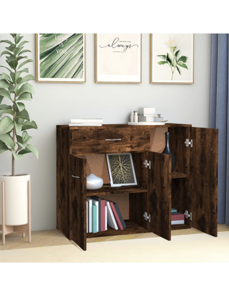 Credenza Rovere Fumo 88x30x70 cm in Legno Ingegnerizzato