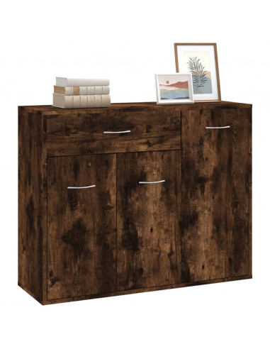 Credenza Rovere Fumo 88x30x70 cm in Legno Ingegnerizzato