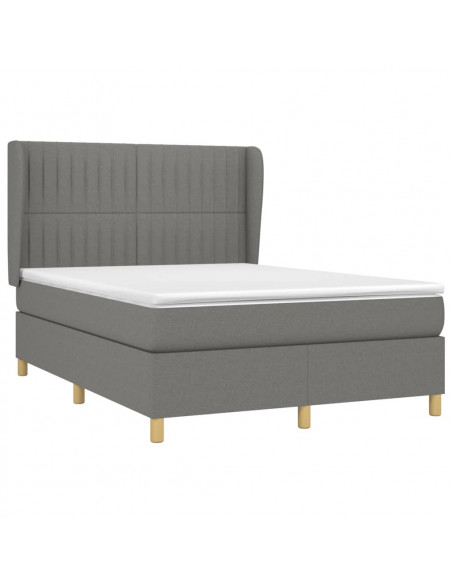 Giroletto a Molle con Materasso Grigio Scuro 140x200cm Tessuto