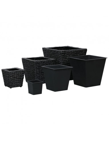 Letti Rialzati da Giardino 3 pz in Giacinto Intrecciato Nero