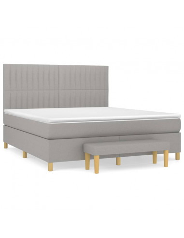 Giroletto a Molle con Materasso Grigio Chiaro160x200 cm Tessuto