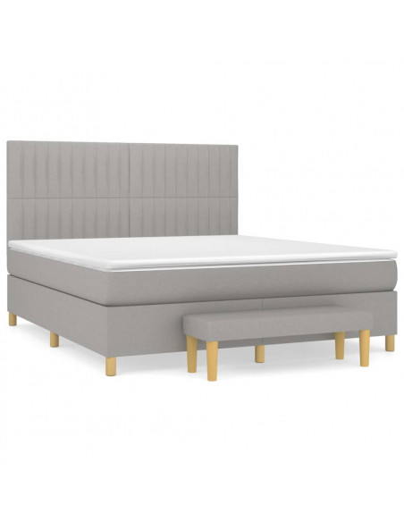 Giroletto a Molle con Materasso Grigio Chiaro160x200 cm Tessuto