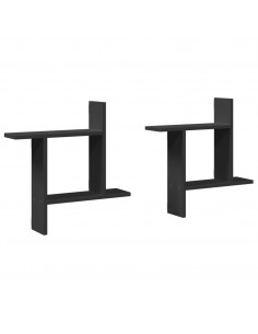 Mensole da Parete 2pz Nere 50x12x50 cm in Truciolato 2