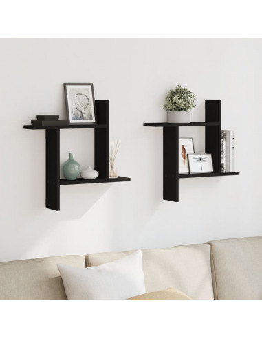 Mensole da Parete 2pz Nere 50x12x50 cm in Truciolato