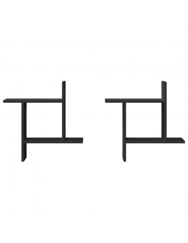 Mensole da Parete 2pz Nere 50x12x50 cm in Truciolato