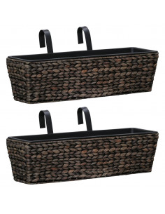 Fioriere da Giardino 2 pz in Giacinto Intrecciato Marrone 2