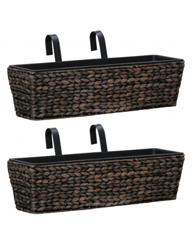 Fioriere da Giardino 2 pz in Giacinto Intrecciato Marrone