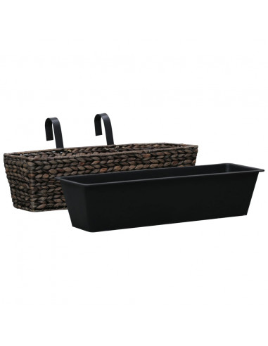 Fioriere da Giardino 2 pz in Giacinto Intrecciato Marrone