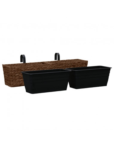 Fioriere da Giardino 2 pz in Giacinto Intrecciato Marrone