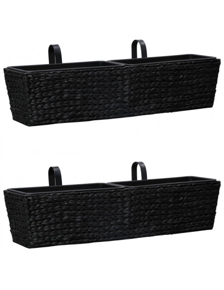 Fioriere da Giardino 2 pz in Giacinto Intrecciato Nero