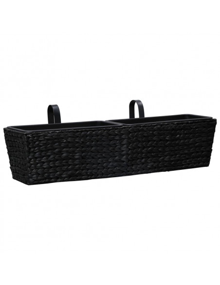 Fioriere da Giardino 2 pz in Giacinto Intrecciato Nero