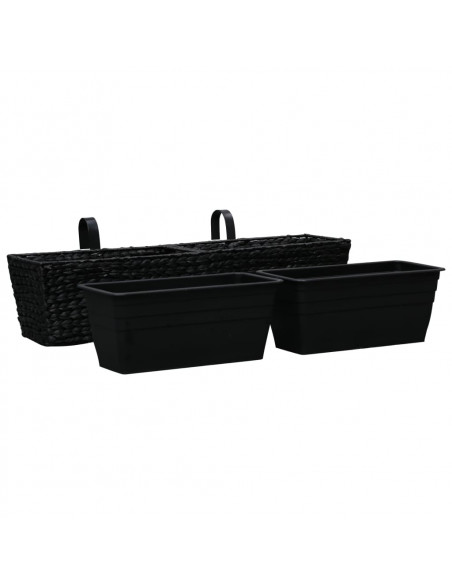 Fioriere da Giardino 2 pz in Giacinto Intrecciato Nero