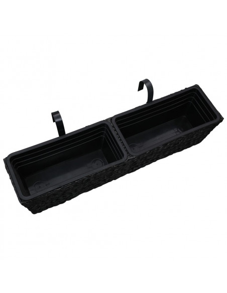 Fioriere da Giardino 2 pz in Giacinto Intrecciato Nero
