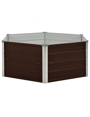 Letto di Coltura Rialzato Marrone 129x129x46cm Acciaio Zincato