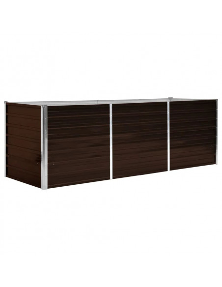Letto Rialzato Giardino Marrone 240x80x77 cm in Acciaio Zincato