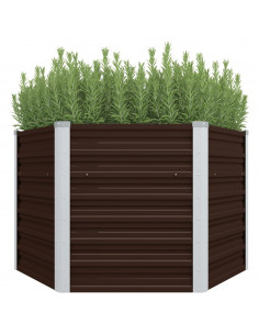 Letto Rialzato Giardino Marrone 129x129x77 cm in Acciaio Zincato 2