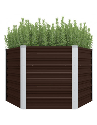 Letto Rialzato Giardino Marrone 129x129x77 cm in Acciaio Zincato