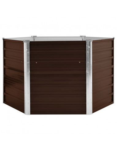 Letto Rialzato Giardino Marrone 129x129x77 cm in Acciaio Zincato