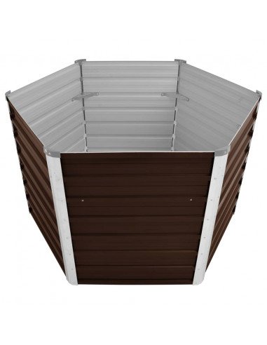 Letto Rialzato Giardino Marrone 129x129x77 cm in Acciaio Zincato