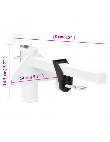Morsetto per Ombrellone da Balcone Bianco 38 mm in Acciaio