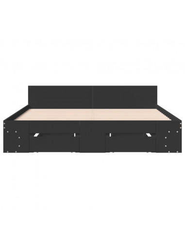 Giroletto con Cassetti Nero 150x200 cm in Legno Multistrato