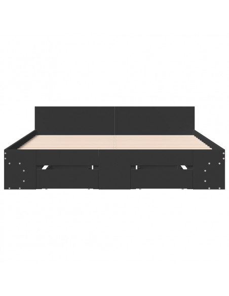 Giroletto con Cassetti Nero 150x200 cm in Legno Multistrato