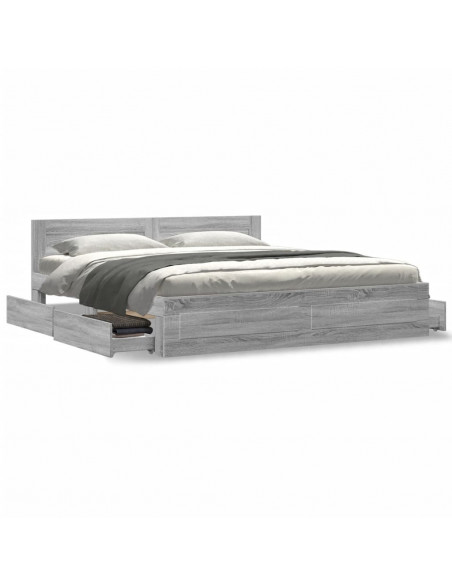 Giroletto Testiera Grigio Sonoma 200x200 cm Legno Multistrato