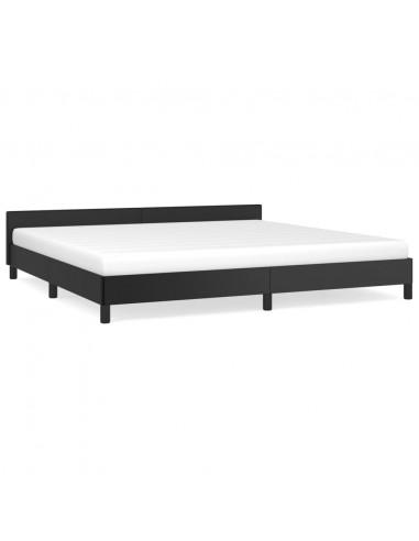 Giroletto con Testiera Nero 200x200 cm in Similpelle