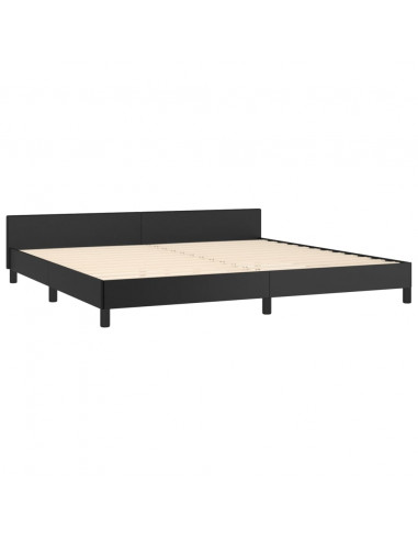 Giroletto con Testiera Nero 200x200 cm in Similpelle