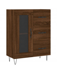 Credenza Rovere Marrone 69,5x34x180 cm in Legno Multistrato 2