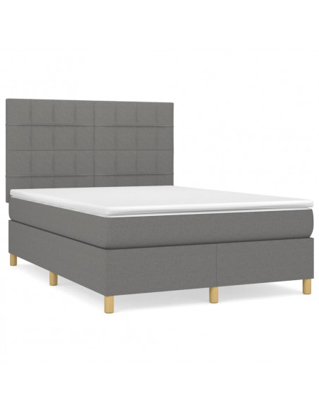 Giroletto a Molle con Materasso Grigio Scuro 140x190 cm Tessuto