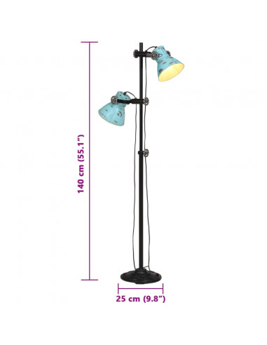 Lampada da Terra 25 W Blu Anticato 25x25x90/140 cm E27