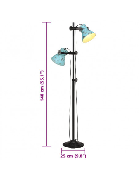 Lampada da Terra 25 W Blu Anticato 25x25x90/140 cm E27