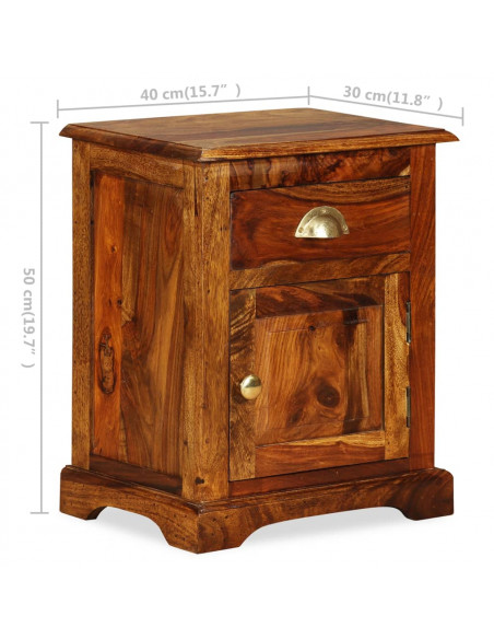 Comodino 40x30x50 cm in Legno Massello di Sheesham