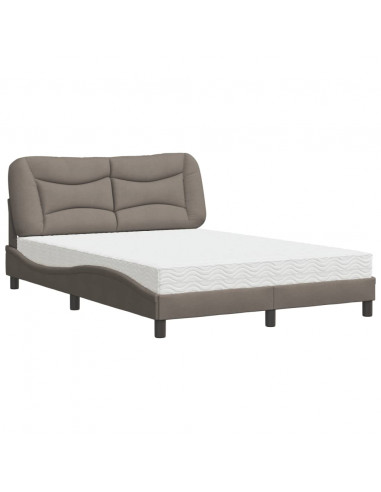 Letto con Materasso Tortora 140x200 cm in Tessuto