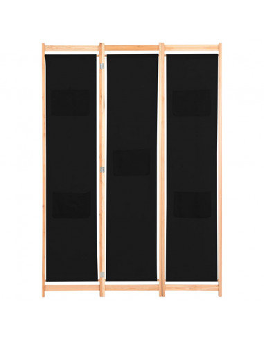 Divisorio a 3 Pannelli Nero 120x170x4 cm in Tessuto