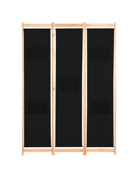 Divisorio a 3 Pannelli Nero 120x170x4 cm in Tessuto