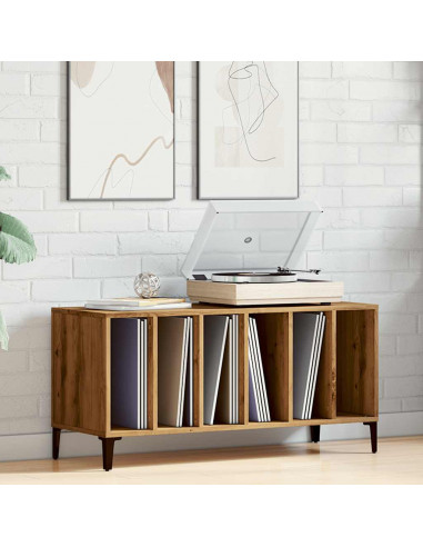 Mobile Porta Dischi Rovere Artigianale 100x38x48 cm Multistrato