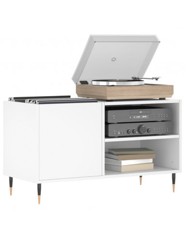 Mobile Porta Dischi Bianco 85x38x48 cm in Legno Multistrato