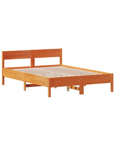 Giroletto con Testiera Marrone Cera 150x200 cm Massello Pino 2