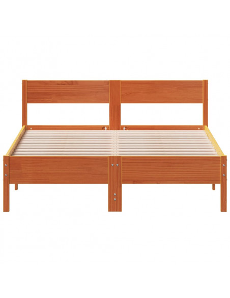 Giroletto con Testiera Marrone Cera 150x200 cm Massello Pino