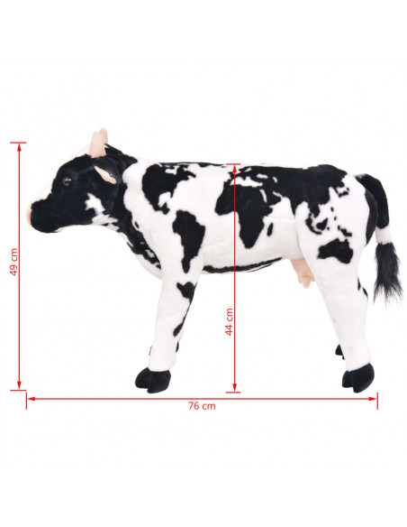Mucca in Peluche in Piedi Nera e Bianca XXL