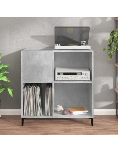 Mobile Porta Dischi Grigio Cemento 84,5x38x89 Legno Multistrato