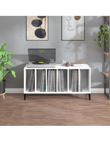 Mobile Porta Dischi Bianco 100x38x48 cm in Legno Multistrato