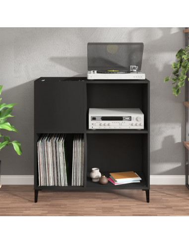 Mobile Porta Dischi Nero 84,5x38x89 cm in Legno Multistrato