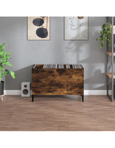 Mobile Porta Dischi Rovere Fumo 74,5x38x48 cm Legno Multistrato